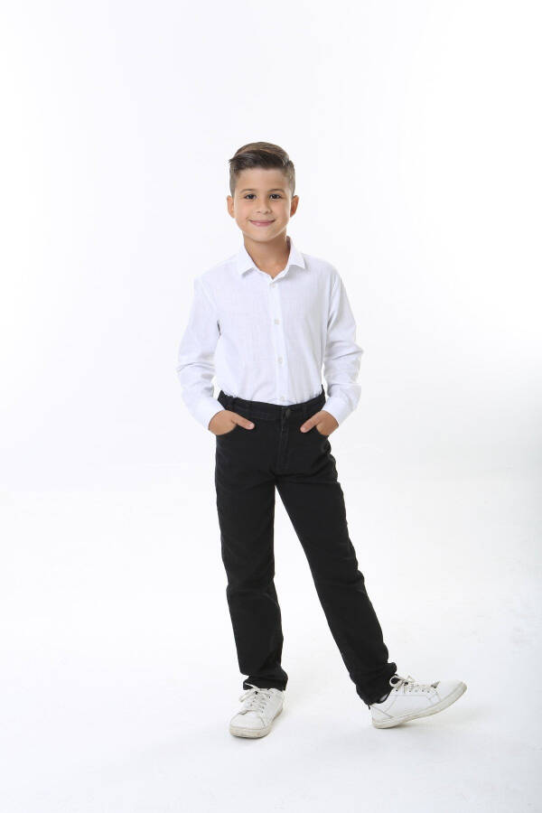 Kids White Cotton Flam Shirt - 4