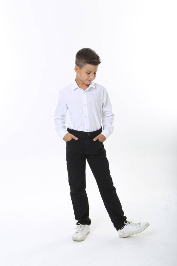 Kids White Cotton Flam Shirt - 5