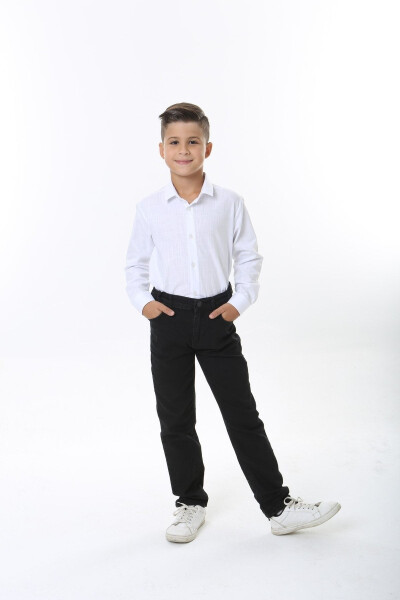 Kids White Cotton Flam Shirt - 6