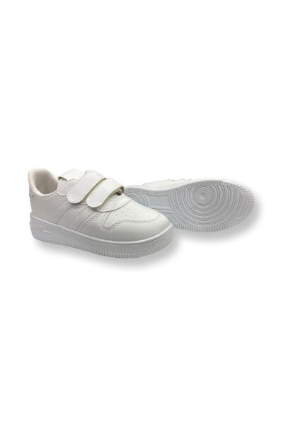 Kids White Velcro Sport Sneakers - 2