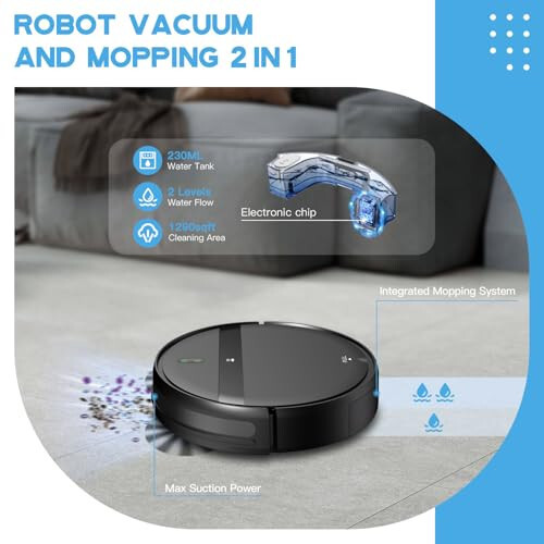 Kilgone Robot Vacuum and Mop Combo with App/Voice Control, Robot Vacuums Cleaner and Mop 2 in 1, Robotic Vacuum Tangle-Free, Daily Schedule, Vacuum Robot Cleaner and Mop Combo for Home - 3