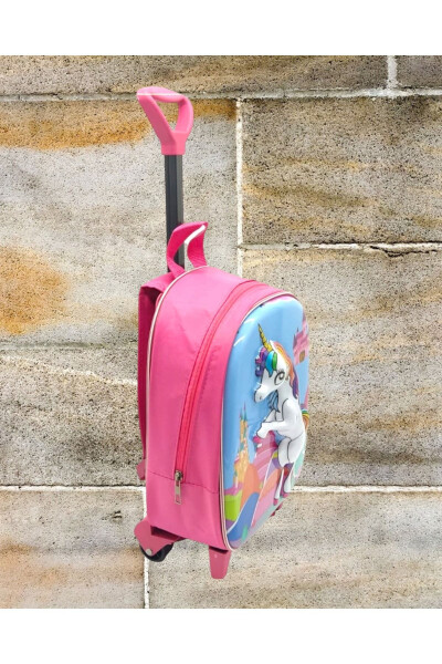 Kindergarten Nursery Pull-Along Unicorn Pony Horse Printed 3-6 Years 3d Embossed Back School Bag - 4