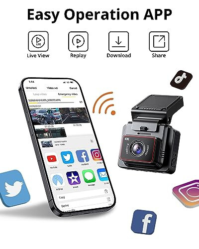 Kingslim D5-4K Dash Cam с Wi-Fi - Передняя автомобильная камера с GPS и скоростью, Sony Night Vision, поддержка приложения и 256 ГБ макс - 4