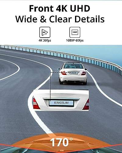 Kingslim D5-4K WiFi'li Dash Cam - GPS ve Hızlılık ile Araçlar İçin Ön Dash Kamera, Sony Gece Görüşü, Uygulama Desteği ve 256GB Maksimum - 3