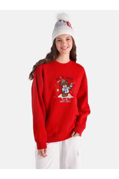 Kırmızı kadın sweatshirt - 1