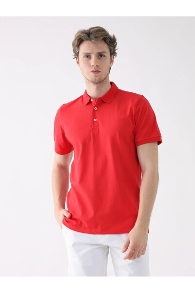 Kırmızı Slim Fit Düz Polo Yaka Tshirt - 1