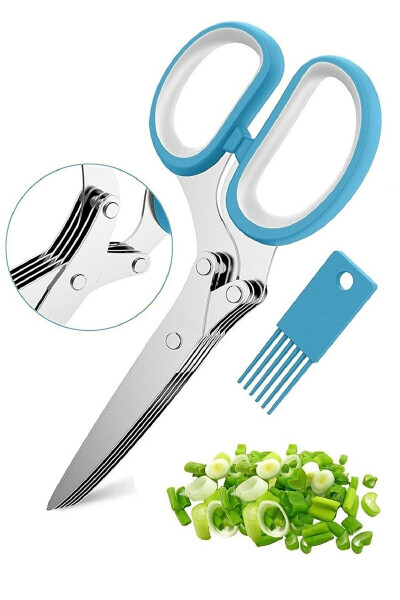 Kitchen Scissors Multi-Purpose Onion Parsley Chopping Scissors 5 Blade Vegetable Fruit Cutting Scissors - 3