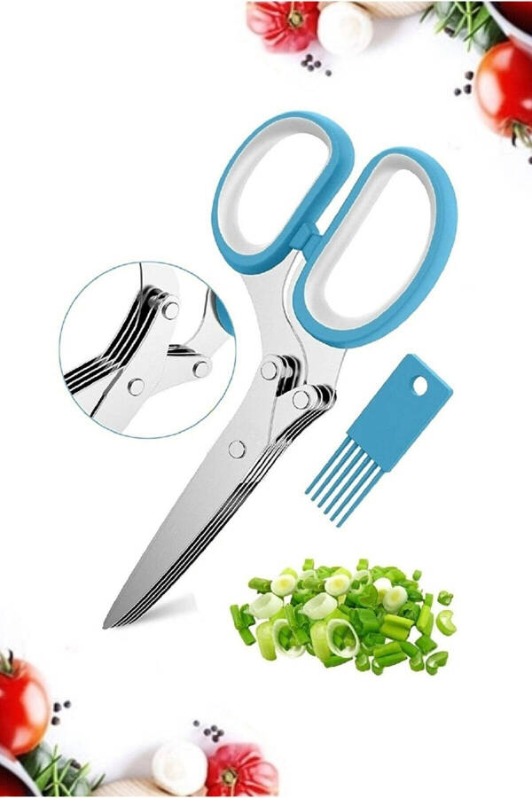 Kitchen Scissors Multi-Purpose Onion Parsley Chopping Scissors 5 Blade Vegetable Fruit Cutting Scissors - 4