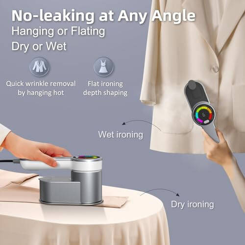 Kiyimlar uchun sayohat bug'li dazmol Portable Mini-6 Intelligent Ironing Modes. Bug'li kiyim dazmoli Mini, raqamli ekranli. Uy va sayohat uchun ko'chma bug'li dazmol & Mini dazmol. - 3