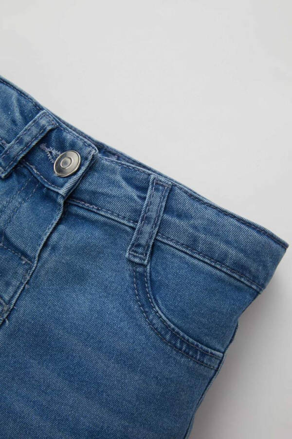 Kız Bebek 3D Düz Paça Jean Pantolon Mint Mavi - 2