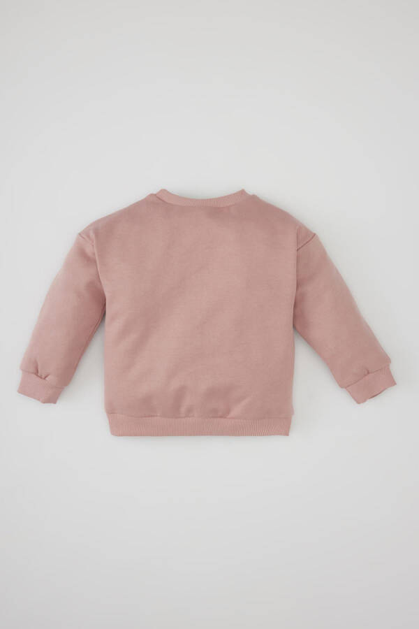 Kız Bebek Bisiklet Yaka Kuğu Baskılı Sweatshirt - 4