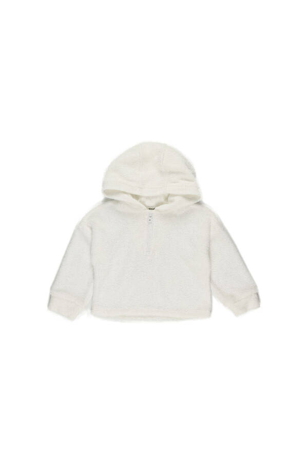 Kız Bebek Kapüşonlu Havlu Beyaz Sweatshirt - 7