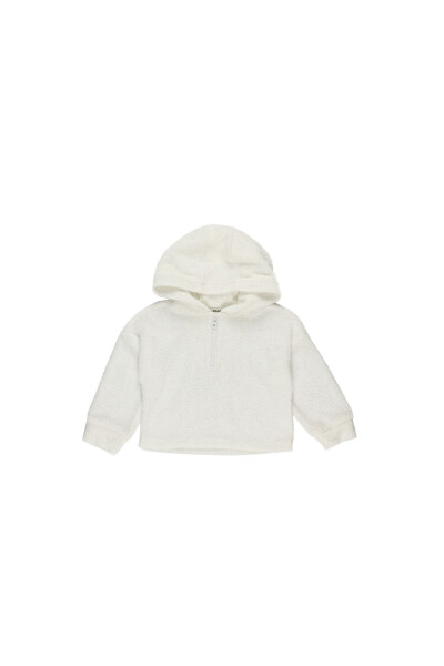 Kız Bebek Kapüşonlu Havlu Beyaz Sweatshirt - 4