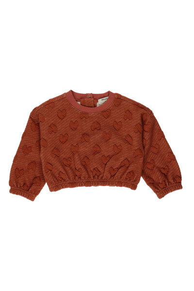 Kız Bebek Kiremit Crop Sweatshirt - 1