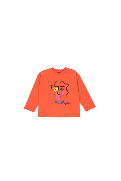 Kız Bebek Yüz Baskılı Kırmızı Sweatshirt - 4