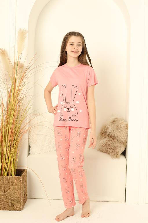 Kız Çocuk Kısa Kollu Pijama Takımı 20369 - 8