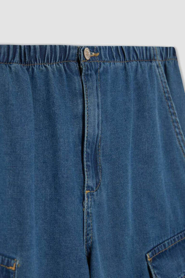 Kız Çocuk Paraşüt Kargo Jean Pantolon Mint Mavi - 7