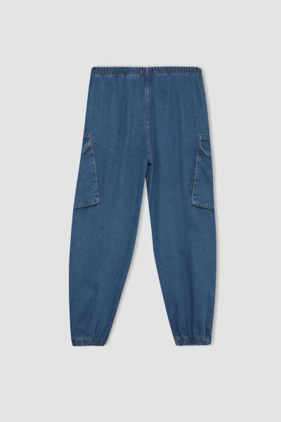 Kız Çocuk Paraşüt Kargo Jean Pantolon Mint Mavi - 8