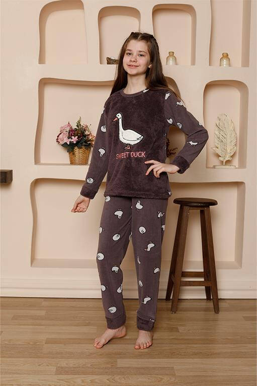 Kız Çocuk WelSoft Polar Mürdüm Pijama Takımı 20525 - 1