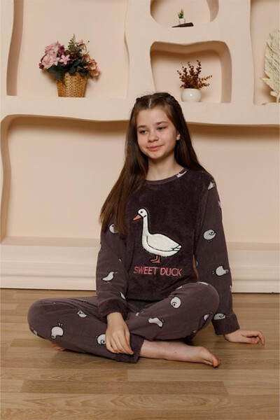 Kız Çocuk WelSoft Polar Mürdüm Pijama Takımı 20525 - 3