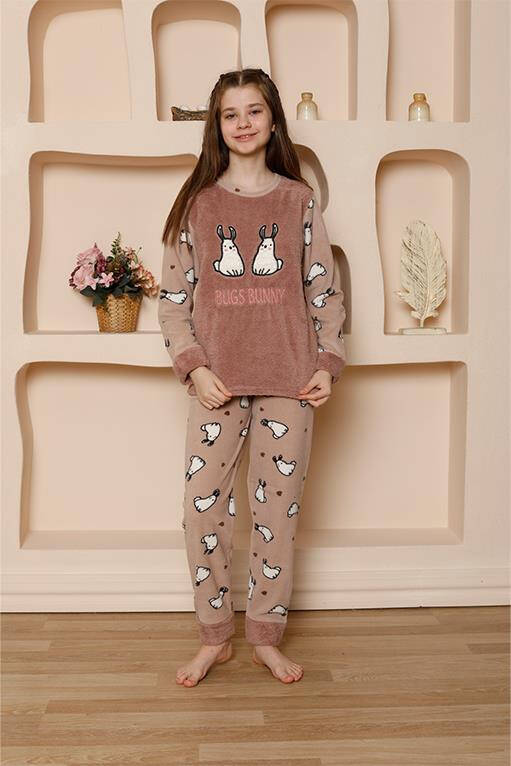 Kız Çocuk WelSoft Polar Vizon Pijama Takımı 20524 - 3