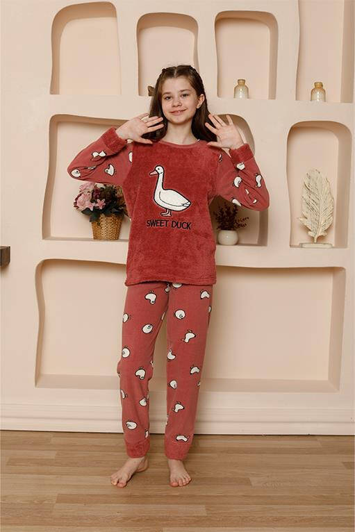 Kız Çocuk WelSoft Polar Vizon Pijama Takımı 20525 - 1