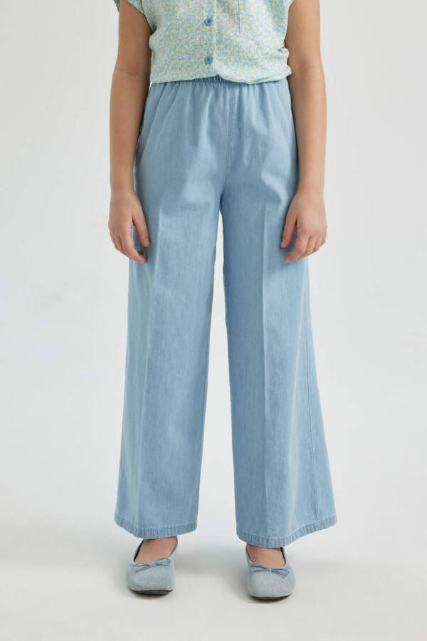 Kız Çocuk Wide Leg Geniş Paça Jean Pantolon Açık Mavi - 4