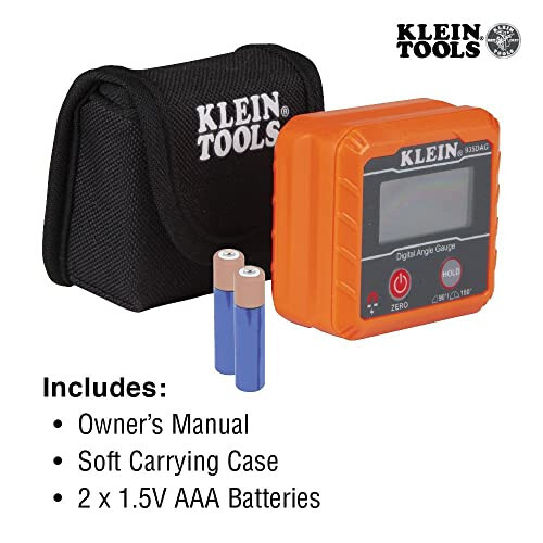 Klein Tools 935DAG Digital Electronic Level and Angle Gauge, Measures 0 - 90 and 0 - 180 Degree Ranges, Measures and Sets Angles - 10