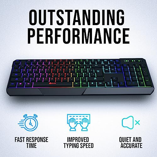 KLIM Chroma Kablosuz Oyun Klavyesi RGB - Arka Aydınlatmalı Kablosuz Klavye - Uzun Ömürlü Şarj Edilebilir Pil - Sessiz Suya Dayanıklı Ergonomik Klavye - Teclado Gamer - PC PS5 PS4 Xbox One Mac - Siyah - 4