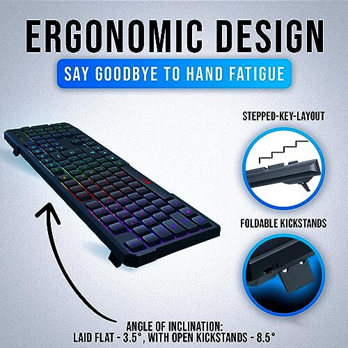 KLIM Chroma Oyun Klavyesi Kablolu USB - Yeni 2024 - Dayanıklı Ergonomik Su Geçirmez Sessiz Aralıksız Işıklandırma - Oyun ve Ofis İçin Ideal - Teclado Gamer - 2 ms Tepki Süresi - PC Dizüstü Bilgisayar Mac PS4 PS5 - Siyah - 3