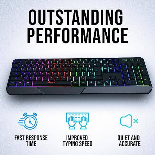 KLIM Chroma Wireless Gaming Keyboard RGB - Backlit Wireless Keyboard - Long-Lasting Rechargeable Battery - Quiet Water Resistant Ergonomic Keyboard - Teclado Gamer - PC PS5 PS4 Xbox One Mac - Black - 4