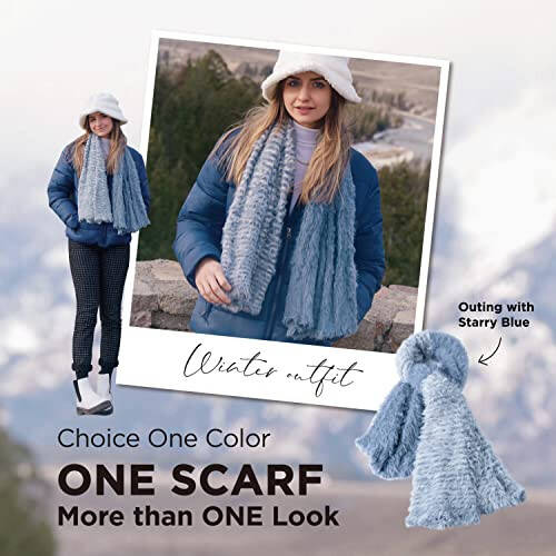 KM CHOICE ONE Scarf: Faux Fur Infinity Scarfs or Shawl Wraps for Women Winter Warm, Soft & Fluffy Scarf in Gift Box - 5