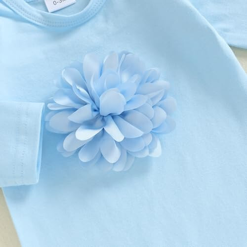 KMBANGI Newborn Baby Boys Girls Knotted Gown Hat Set Long Sleeve Crew Neck 3D Flower Infant Sleeper Baby Sleep Gown - 39