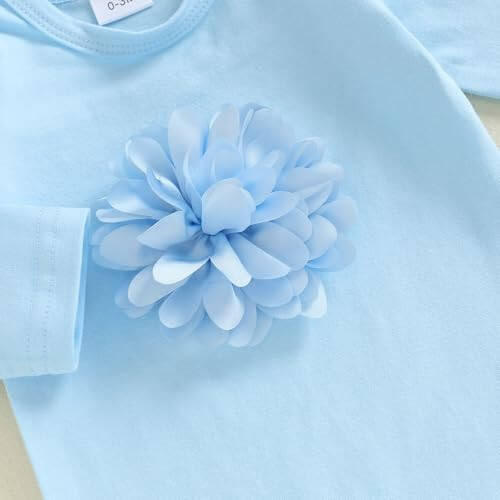 KMBANGI Newborn Baby Boys Girls Knotted Gown Hat Set Long Sleeve Crew Neck 3D Flower Infant Sleeper Baby Sleep Gown - 11