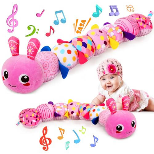 KMUYSL Bebek Montessori Oyuncakları 0-6 6-12 Ay, Duyusal Müzik Hayvan Peluş Oyuncak 0 1 2 3 4 5 6+ Ay için, Kırışan ve Çıngıraklı Peluş Oyuncak Bebek Yenidoğan İçin, Karın Zamanı Oyuncakları 0-3-6-12 Ay İçin Hediyeler - 1