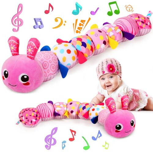 KMUYSL Bebek Montessori Oyuncakları 0-6 6-12 Ay, Duyusal Müzik Hayvan Peluş Oyuncak 0 1 2 3 4 5 6+ Ay için, Kırışan ve Çıngıraklı Peluş Oyuncak Bebek Yenidoğan İçin, Karın Zamanı Oyuncakları 0-3-6-12 Ay İçin Hediyeler - 6