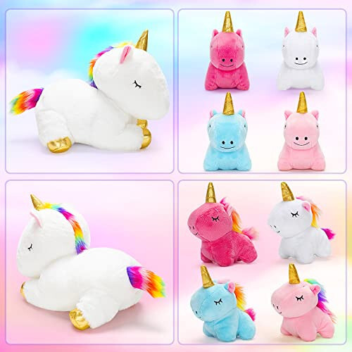 KMUYSL Toys for Girls Ages 3 4 5 6 7 8+ Years - Unicorn Mommy Stuffed Animal with 4 Baby Unicorns in Her Tummy, Soft Unicorn Plush Toys Set, Christmas Birthday Gifts for Baby, Toddler, Kids - 34