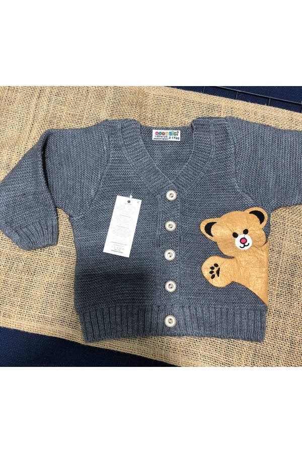 Knit Baby Girl-Boy Bear Figure Button Cardigan-Boy Girl Unisex - 1