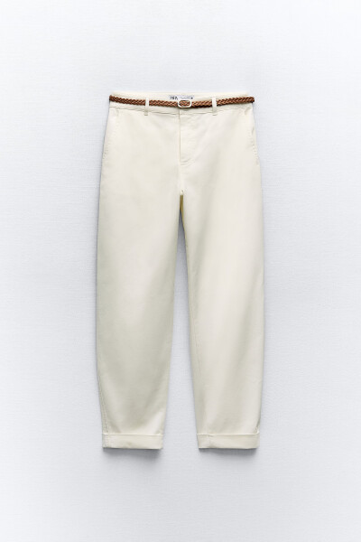 Knit Belt Chino Pants - Ecru - 10