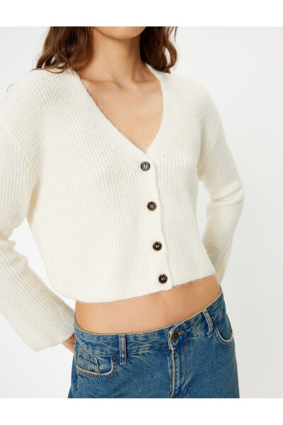 Knit Cardigan V-Neck Buttoned Long Sleeve - 11