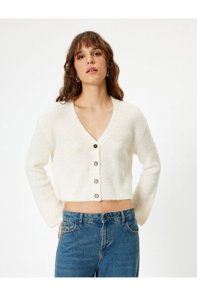 Knit Cardigan V-Neck Buttoned Long Sleeve - 3