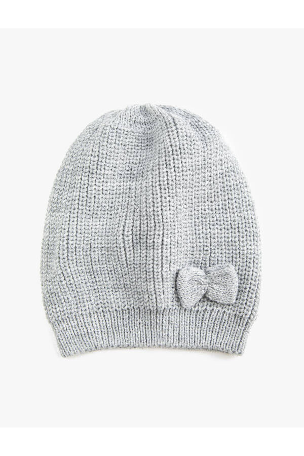 Knitted beanie with elastic and bow detail - 3