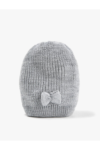 Knitted beanie with elastic and bow detail - 4