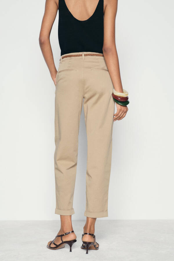 Knitted Belt Chino Pants-Medium-Camel - 13