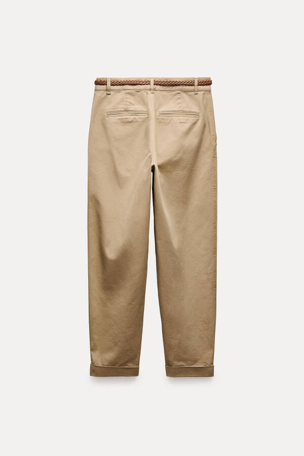 Knitted Belt Chino Pants-Medium-Camel - 15