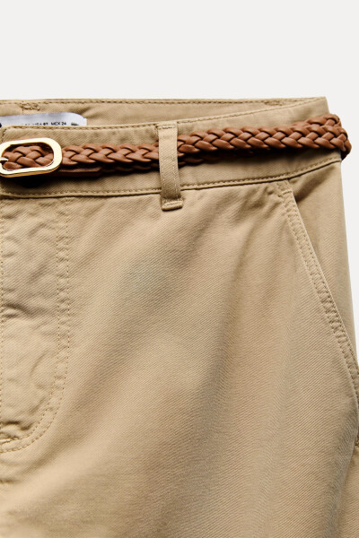 Knitted Belt Chino Pants-Medium-Camel - 16