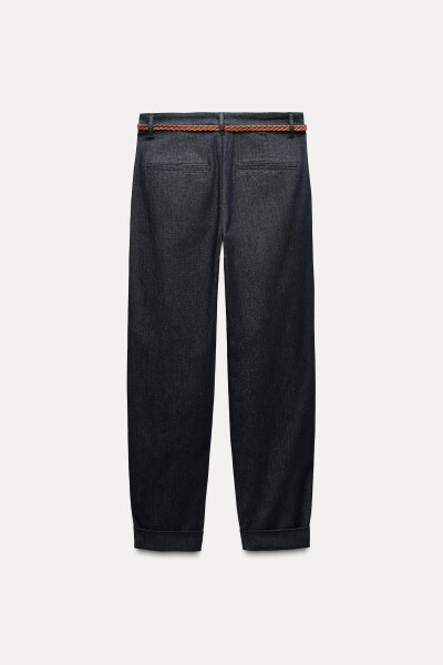 Knitted Belt Chino Trousers - Indigo - 9