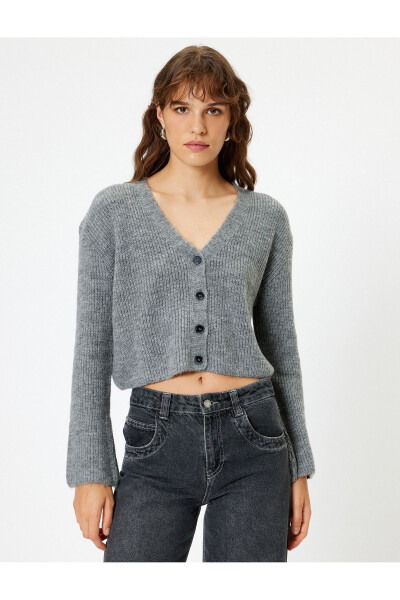 Knitted Cardigan V-Neck Buttoned Long Sleeve - 9