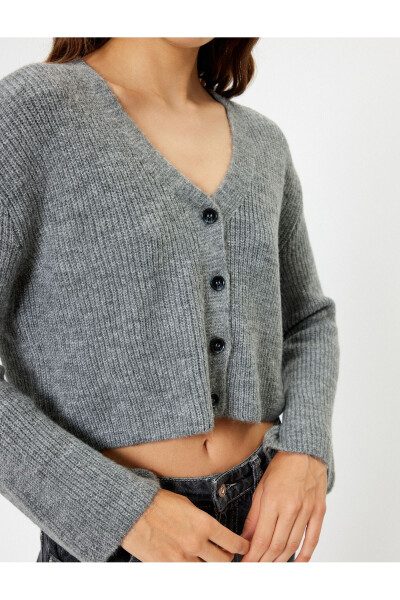 Knitted Cardigan V-Neck Buttoned Long Sleeve - 11