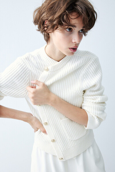 Knitted cardigan with elastic - 1